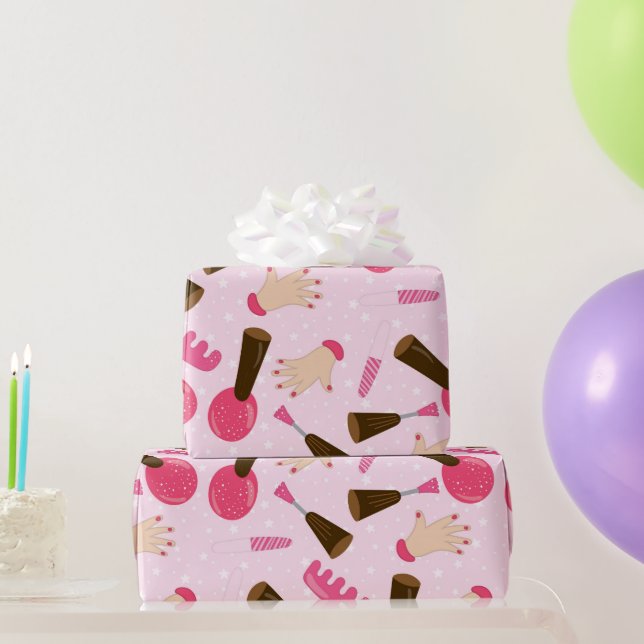 Fun pink spa pattern party wrapping paper (Party Gifts)
