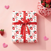 Fun Pink Strawberry XOX Valentine's Day Pattern