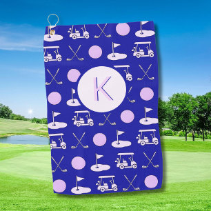 Fun Pink Stylish Golf Design and Custom Monogram  Towel