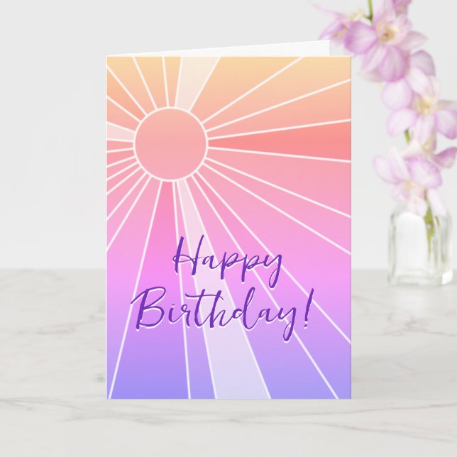 Fun Pink Sunshine Birthday Card (Orchid)