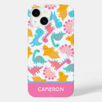 Fun Pink & Teal Dinosaur Pattern