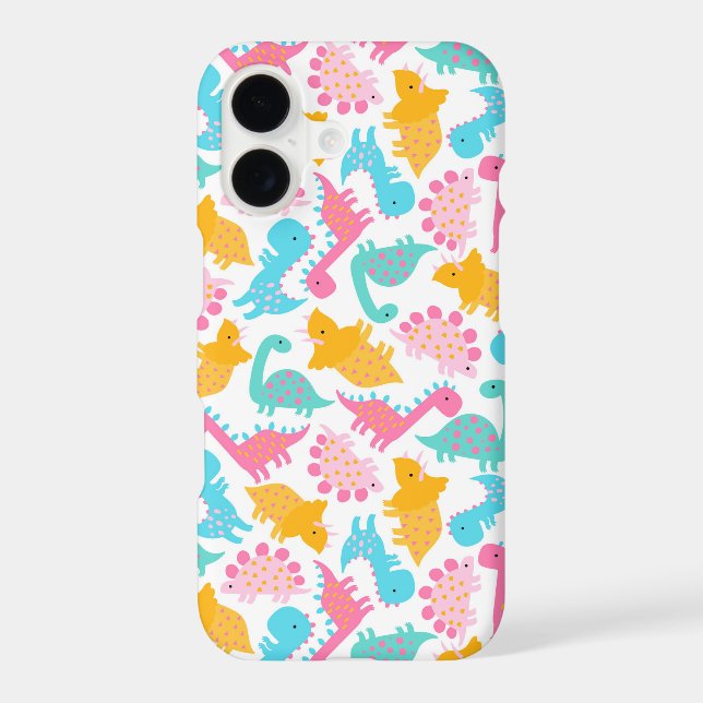 Fun Pink & Teal Dinosaur Pattern Samsung Galaxy S21 Case (Back)