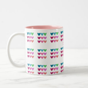 Fun Pink With Hearts Colourful Girls Two-Tone Coffee Mug