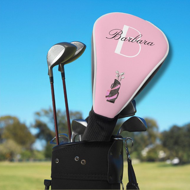 Fun Pink Women’s Monogram Name Clubs Golf Head Cover (Creator Uploaded)