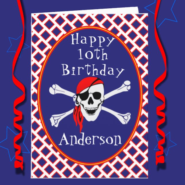 Fun Pirate Age Specific Happy Birthday Card (Creator Uploaded)