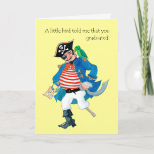 Fun Pirate, Parrot Graduation Congratulations Card