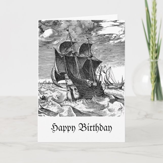 Fun Pirate Ship Birthday About the Rum Quote Card (Front)