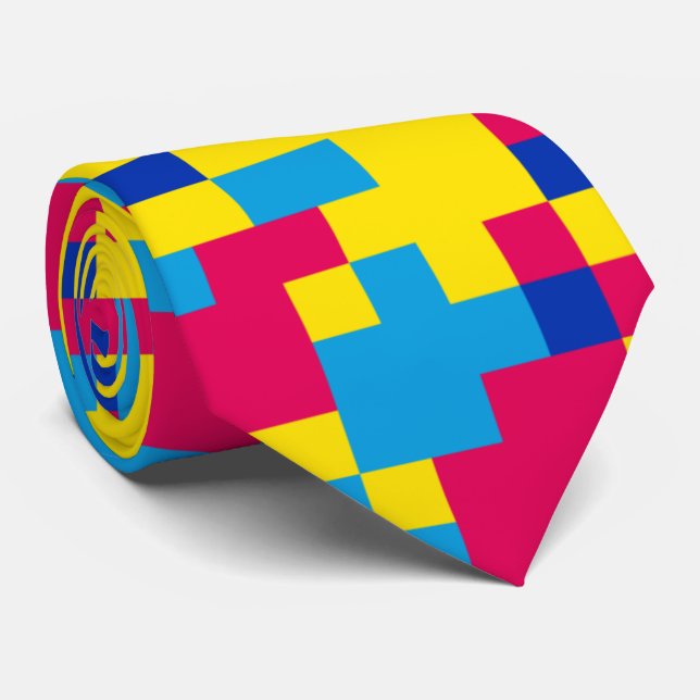 fun pixel pattern colours neck tie (Rolled)