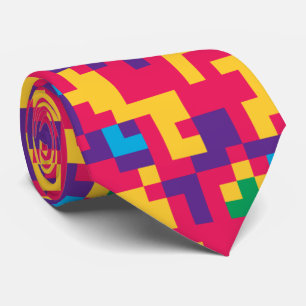 fun pixel pattern colours tie