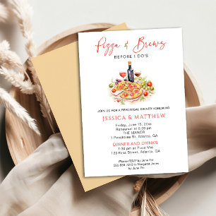 Fun Pizza and Brews Before I Do's Rehearsal Dinner Invitation