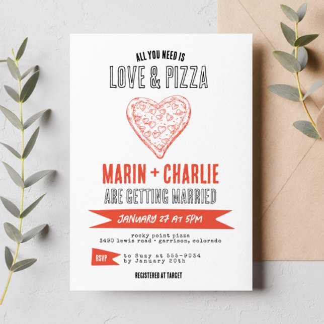 Fun Pizza Couples Bridal Shower Engagement Party Invitation (Creator Uploaded)