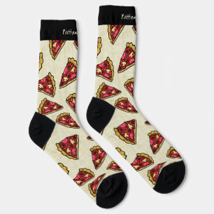 Fun Pizza Slices Print with Custom Name Crew Socks