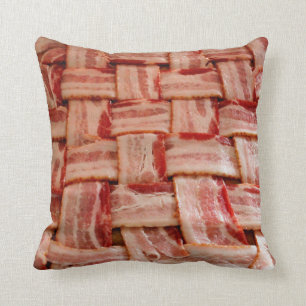 Fun Plaid Bacon Pattern Meat Lover Cushion
