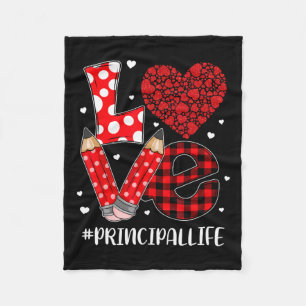 Fun Plaid Heart Love Principal Valentine Day Chris Fleece Blanket