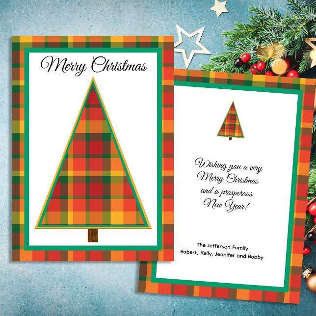Fun Plaid Non-Photo Christmas Flat Card (Creator Uploaded)