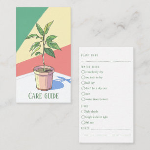 Fun Plant Care Guide Modern bright potted plant Enclosure Card