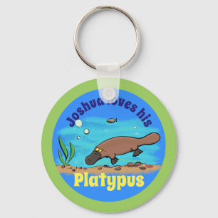 Fun platypus underwater cartoon keychain