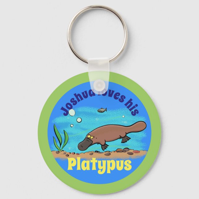 Fun platypus underwater cartoon keychain (Front)