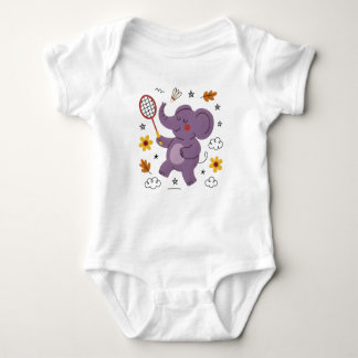 Fun playing baby elephant  bodysuit