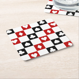 Fun Poker party suit pattern coasters