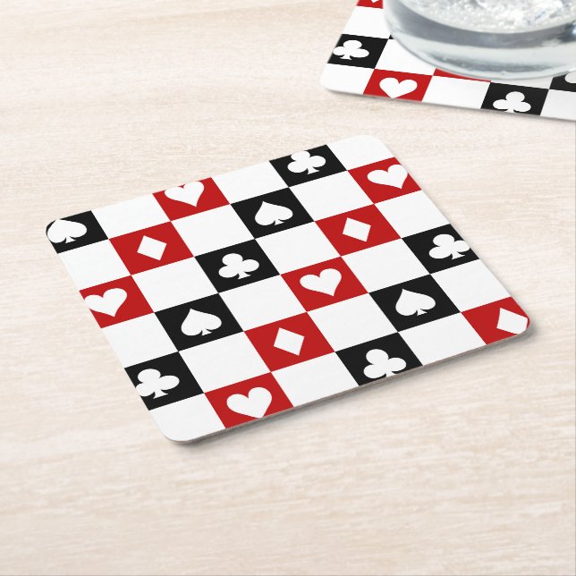 Fun Poker party suit pattern coasters (Angled)