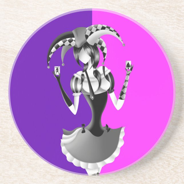 Fun Poker Playing Jester  Coaster (Front)