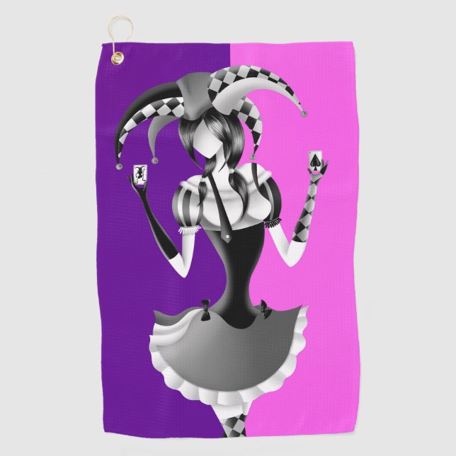 Fun Poker Playing Jester  Golf Towel (Front)