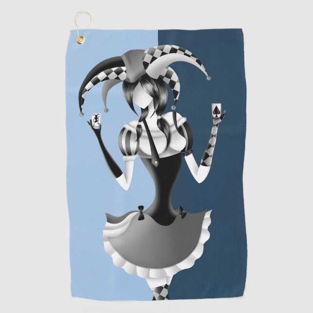 Fun Poker Playing Jester  Golf Towel (Front)