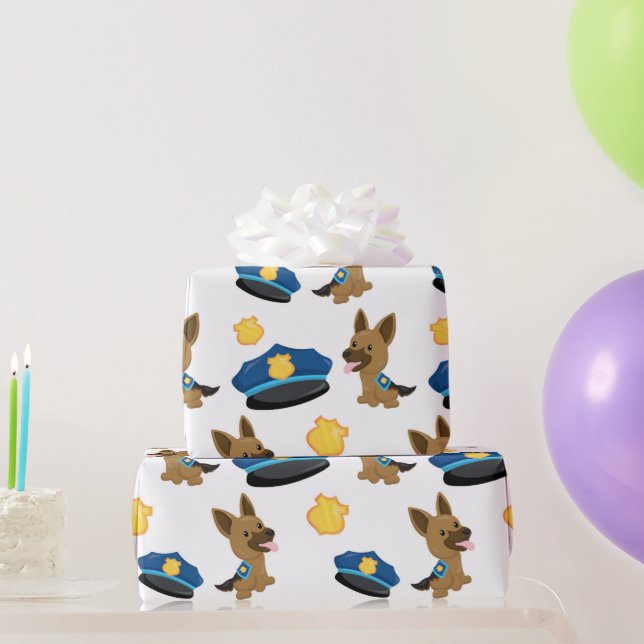 Fun Police dog pattern Party wrapping paper (Party Gifts)
