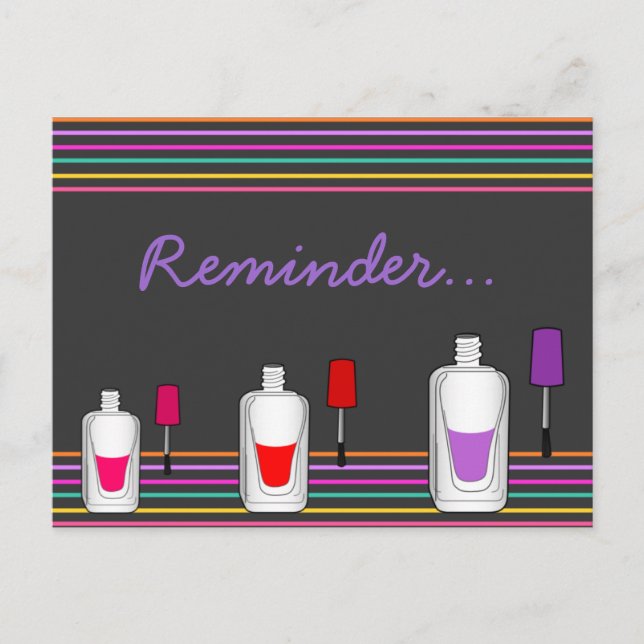 Fun Polish Nail or Hail Salon Appointment Reminder Postcard (Front)