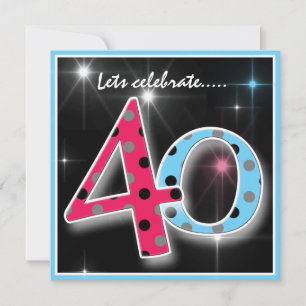 Fun Polka Dot 40th Birthday Party Invitation
