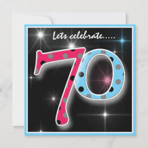 Fun Polka Dot 70th Birthday Party Invitation