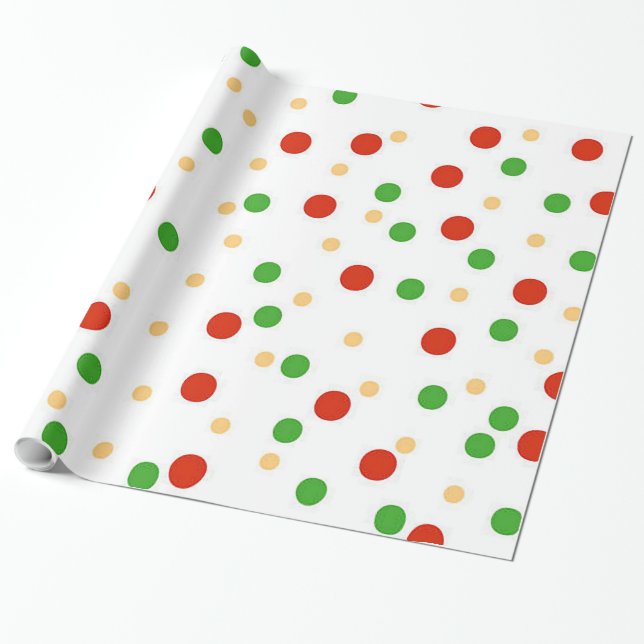 Fun Polka Dot Christmas Wrapping Paper  (Unrolled)