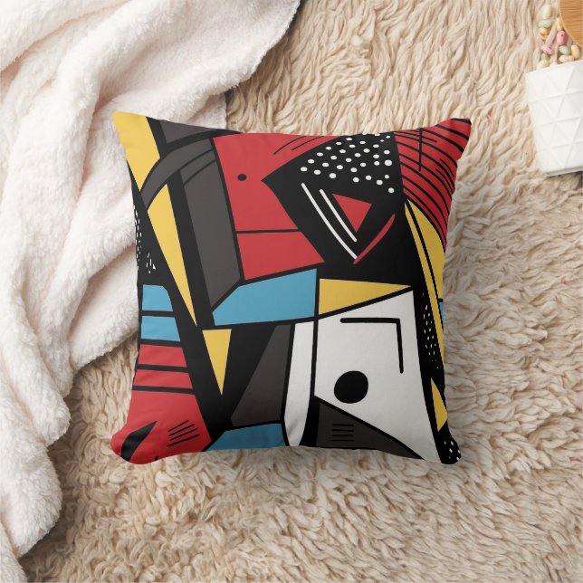 Fun Polka Dot Geometric Cubist Abstract Cushion (Blanket)