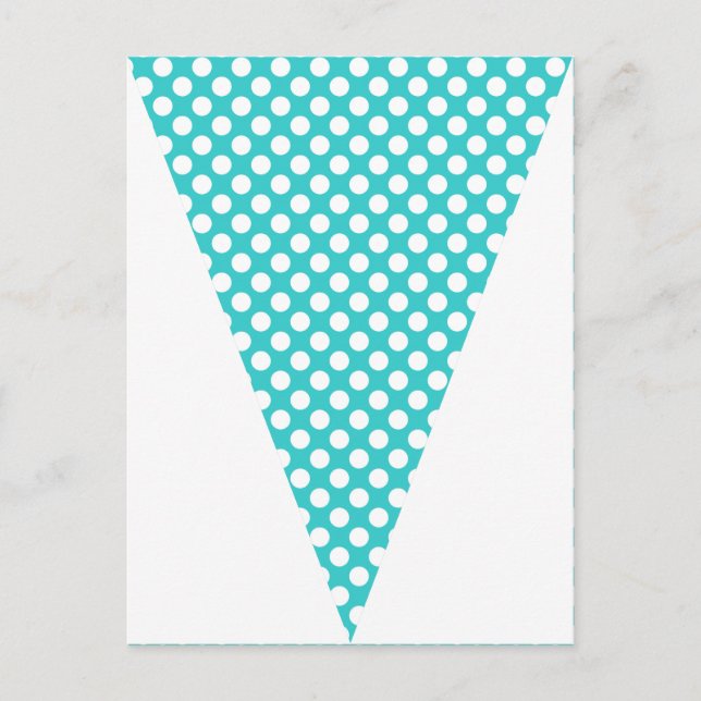 Fun Polka Dot Teal Colourful Flag Bunting Postcard (Front)