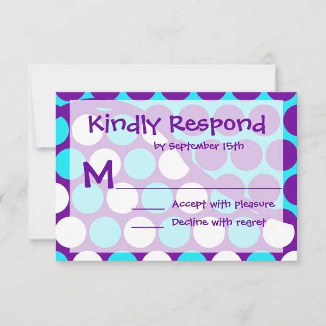 Fun Polka Dot Wave Pattern RSVP Cards (Front)