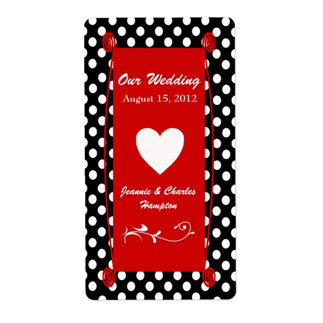 Fun Polka Dot Wedding Mini Wine Label (Front)