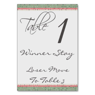 Fun Polka Dots Stylish Bunco Table Card #1