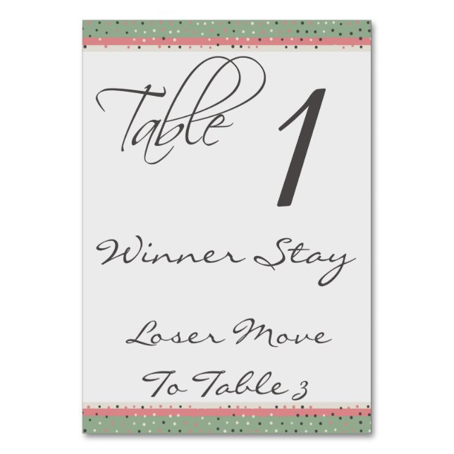 Fun Polka Dots Stylish Bunco Table Card #1 (Front)