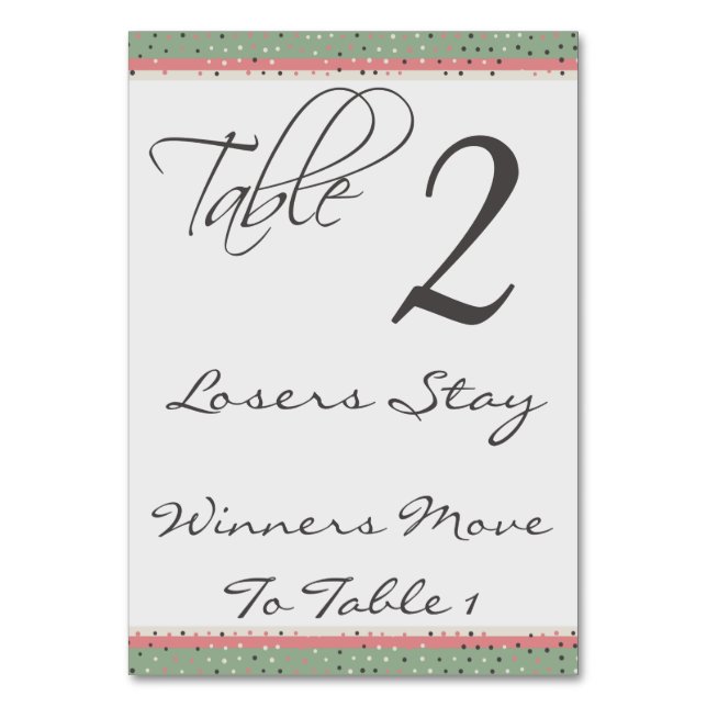 Fun Polka Dots Stylish Bunco Table Card #2 (Front)