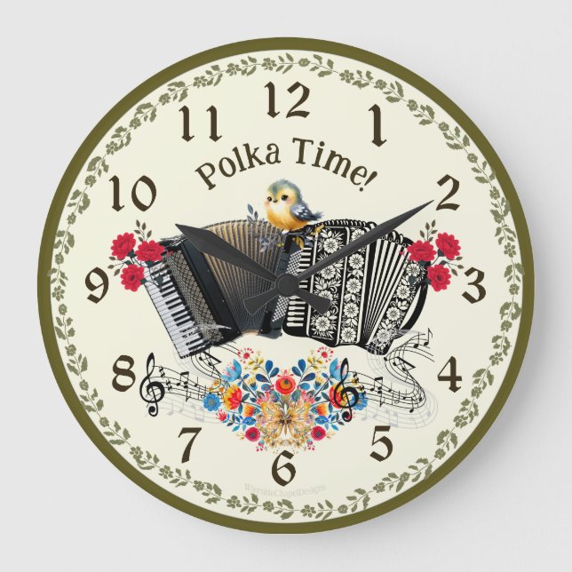 Fun Polka Time! Accordion Wall Clock (Front)