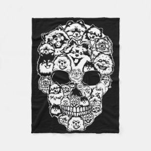 Fun Pomeranian Skull Dog Skeleton Halloween  Fleece Blanket