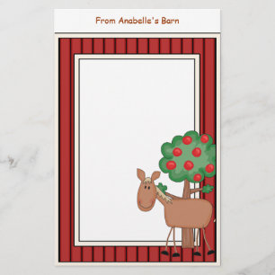 Fun Pony Apple Tree Barn Frame Kids Writing Paper