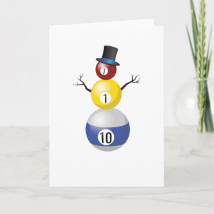 Fun Pool Ball Snowman Billiards Pool Player Card