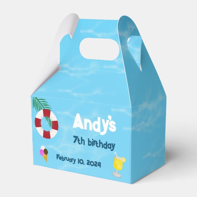 Fun Pool Birthday Party Favour Box (Front Side)