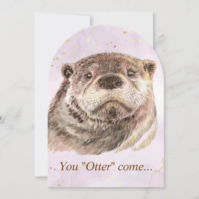 Fun Pool Party Birthday Cute Otters Invite (Front)