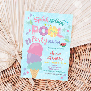 Fun Pool Party Birthday Invitation
