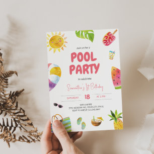 Fun Pool Party Birthday Invitation