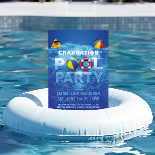 Fun Pool Party Graduation Invitation