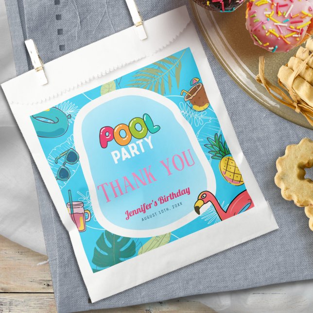 Fun Pool Party | Palm Swimming Bday Thank You Favour Bag (Creator Uploaded)
